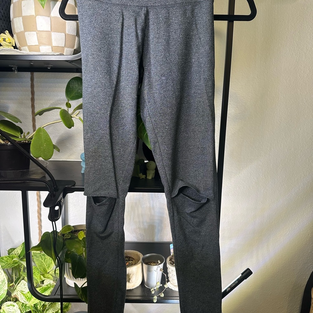 Gray Victoria Secret Sort Slit Knee Leggings
